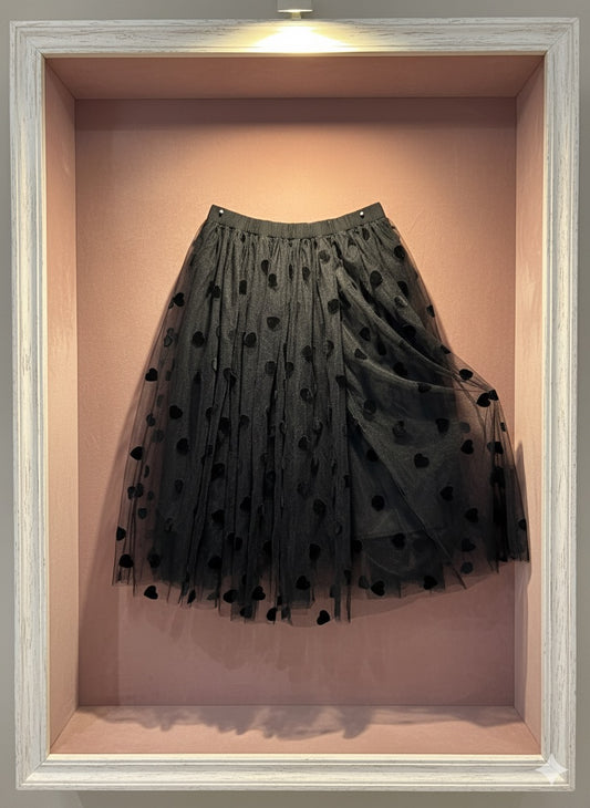 Black Heart Print Skirt