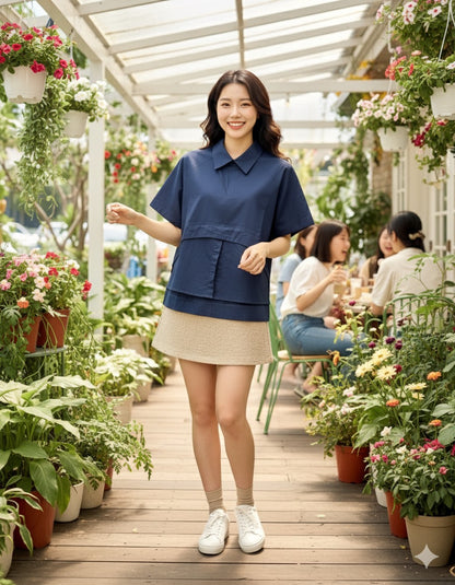 Navy Blue Urban Cargo Collar Top