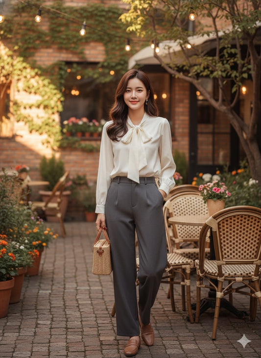 Pussy Bow Blouse - Cream