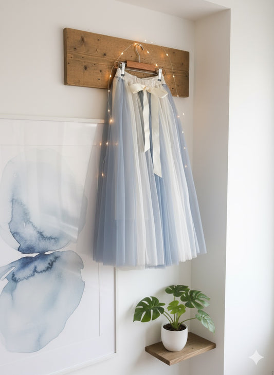 Blue Layered Tulle Skirt