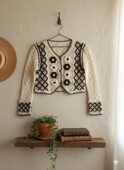 Crochet Cardigan - Brown