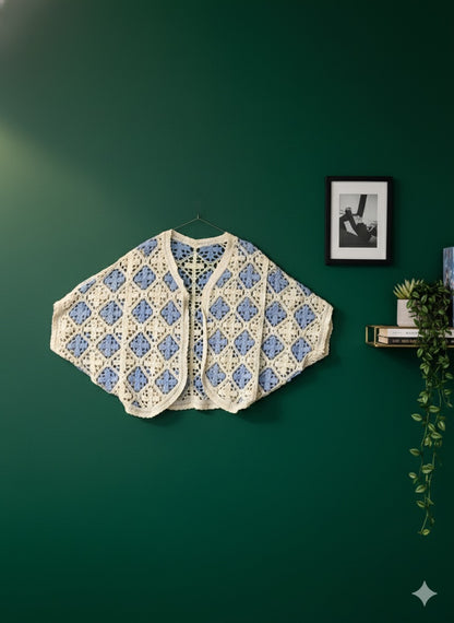 Crochet Motif Shrug - Blue