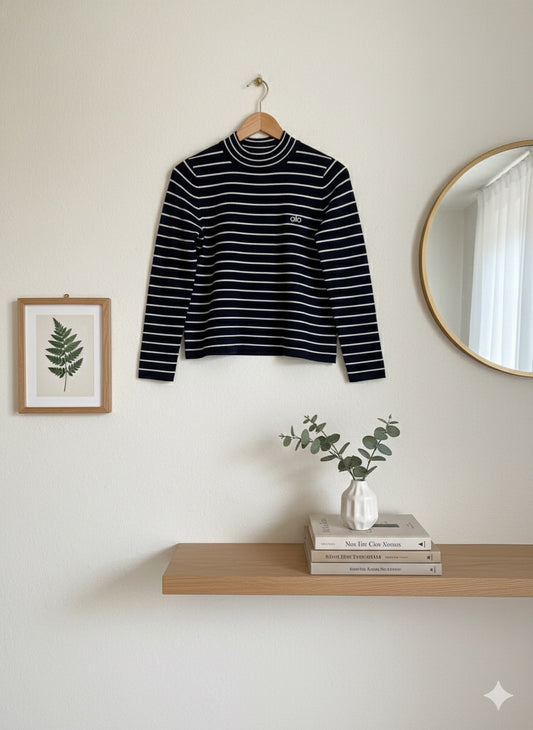 Alo Mock-Neck Top - Navy Blue