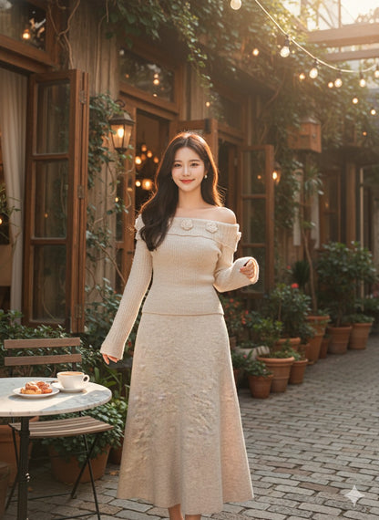 Rosette Whisper Co-Ord - Ivory