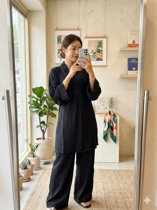 Calm Tide Co-ord Set - Black