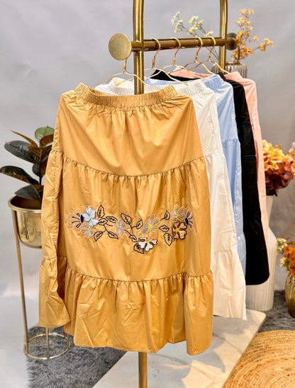 Beige Floral Whisper Lace Skirt