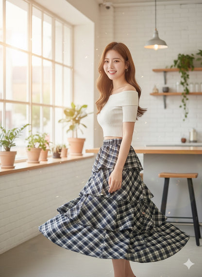 Plaid Ruffle Skirt