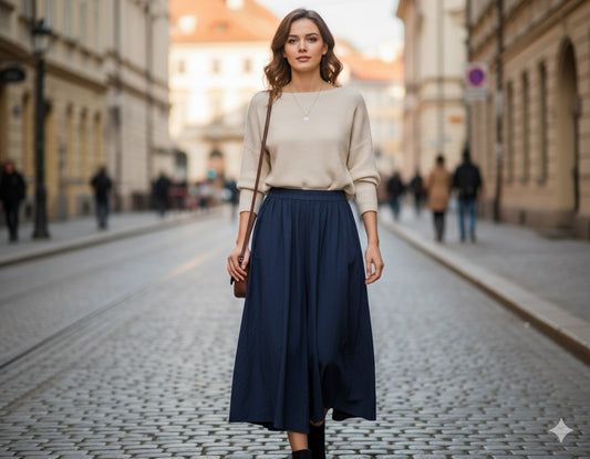 Navy Blue Wide-Legged Culottes