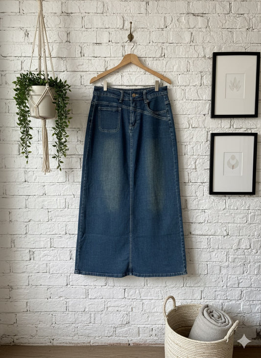Column Denim Skirt