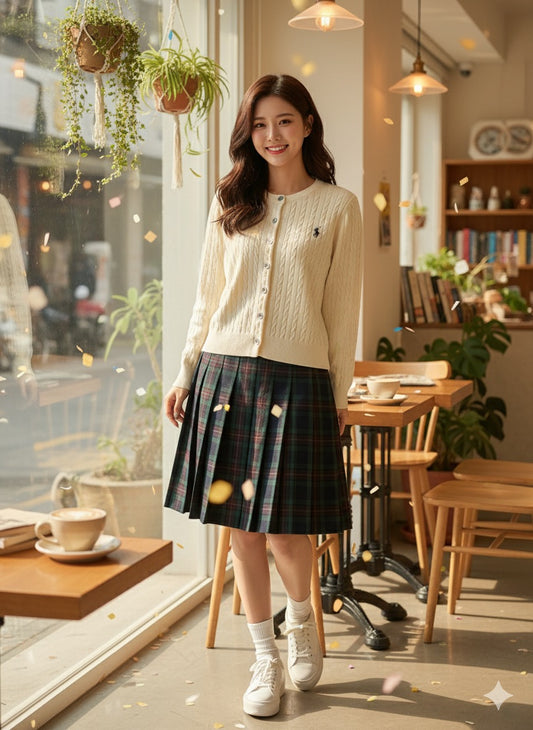 Polo-Knit Cardigan - Cream