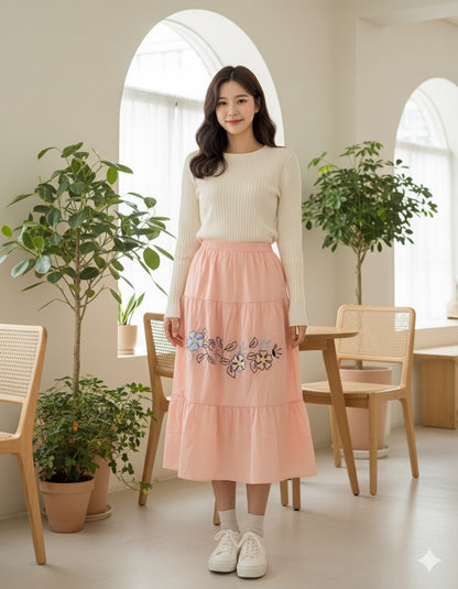 Pink Floral Whisper Lace Skirt