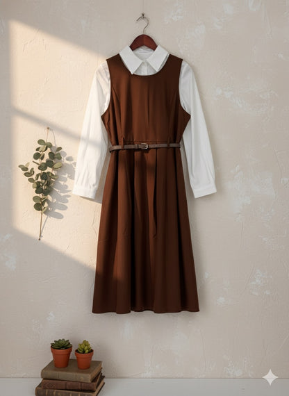 Preppy Pinafore - Brown