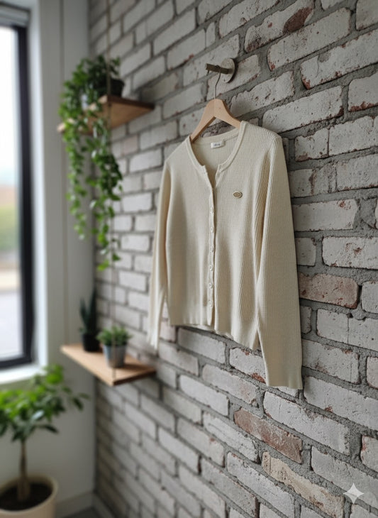 Knitted Rib Top - White