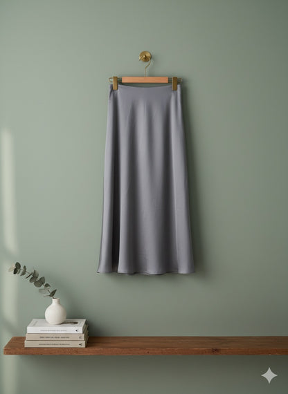 Glow Satin Skirt - Ash