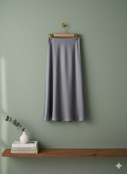 Glow Satin Skirt - Ash