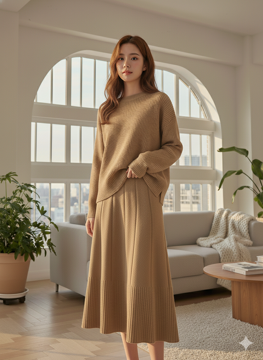 Petal Drift Skirt - Caramel