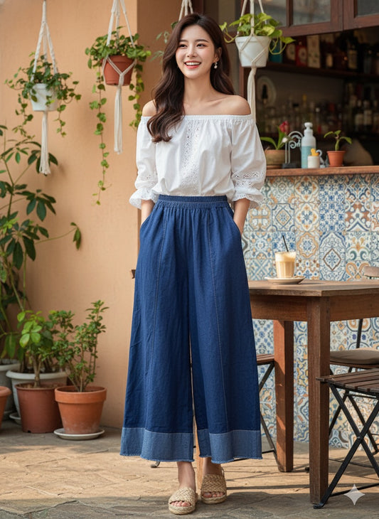 Wide Legged Denim Culottes