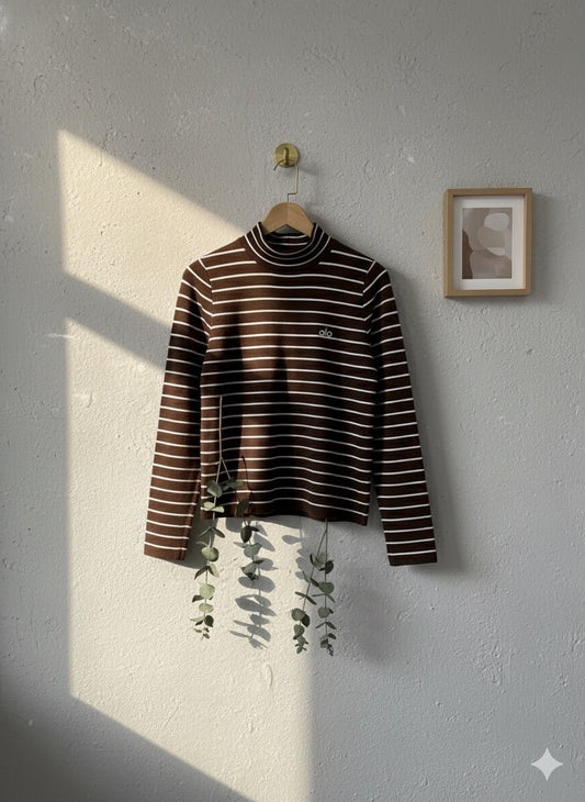 Alo Mock-Neck Top - Brown