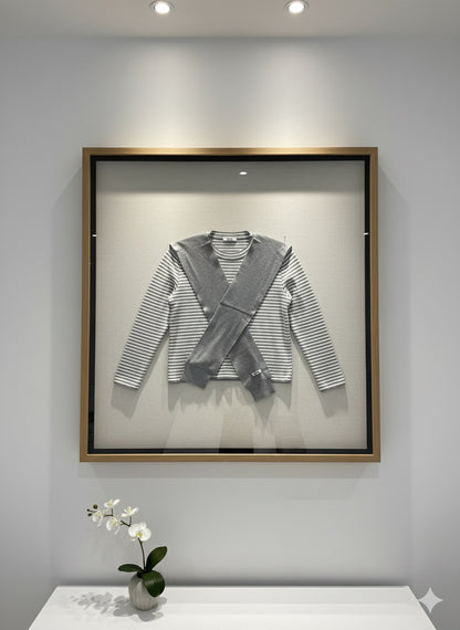 Crossover Stripped Top - Grey