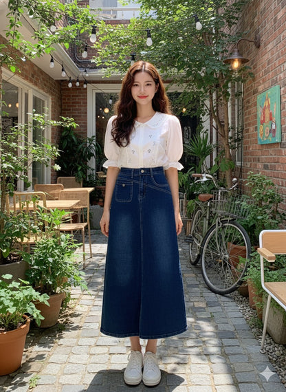 Wide-Denim Skirt