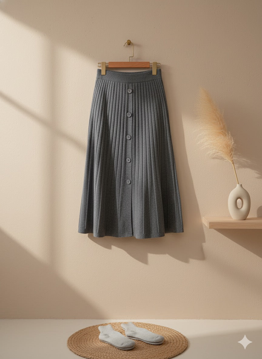 Meadow Button Skirt - Ash