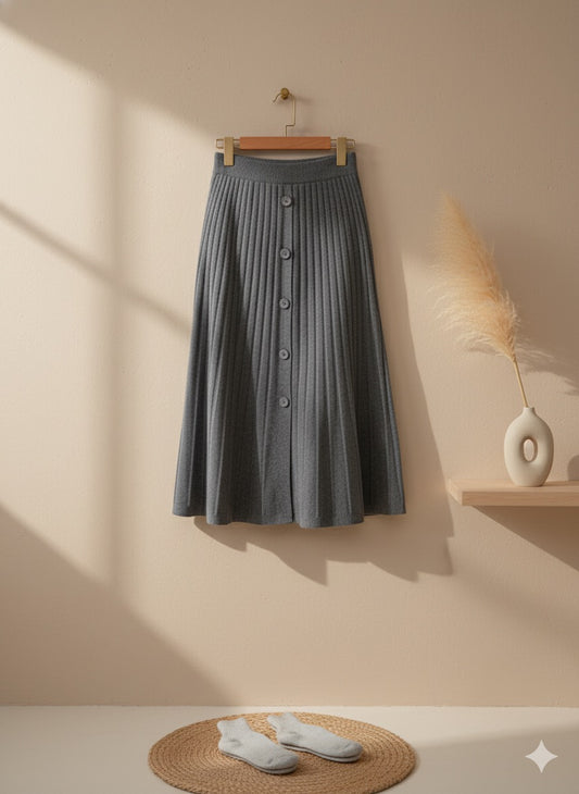 Meadow Button Skirt - Ash