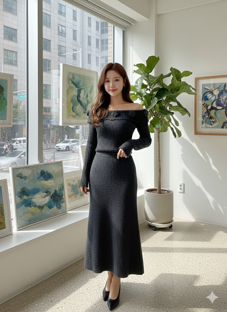 Rosette Whisper Co-Ord - Black