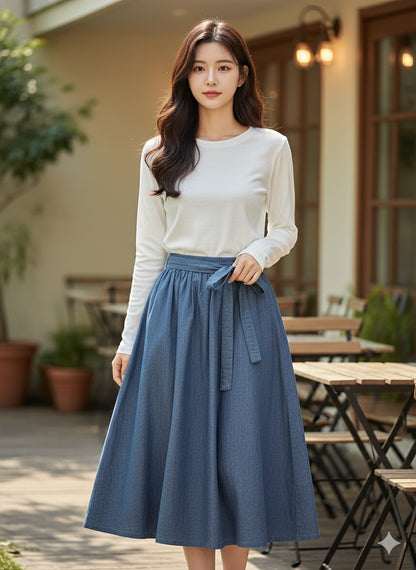 Light Denim Tie-waist skirt