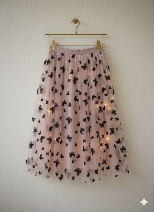 Butterfly Print Skirt - Pink