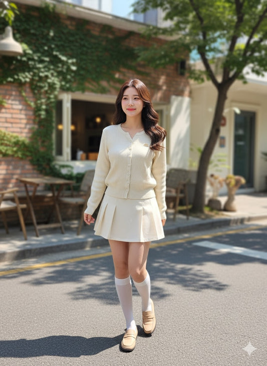 Knitted Rib Top - White