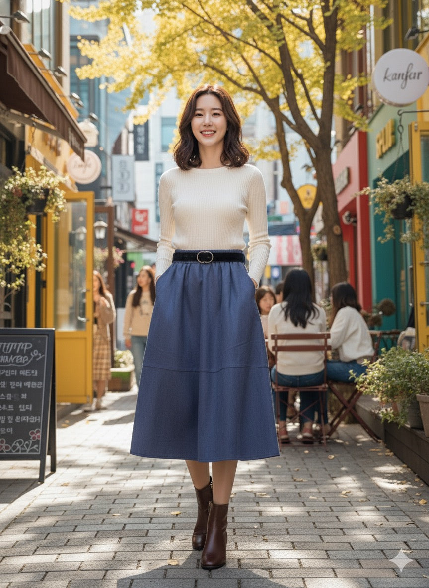 Faux Leather Blue Skirt