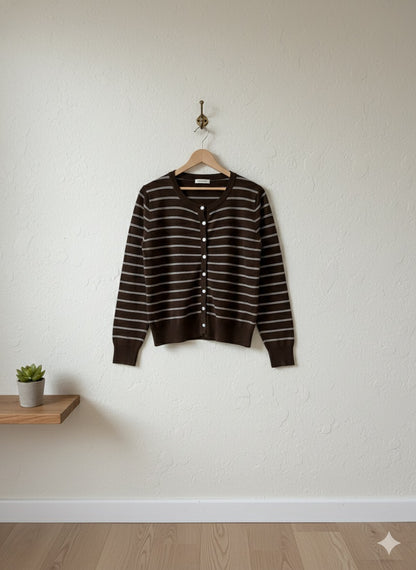 Preppy Cardigan - Brown