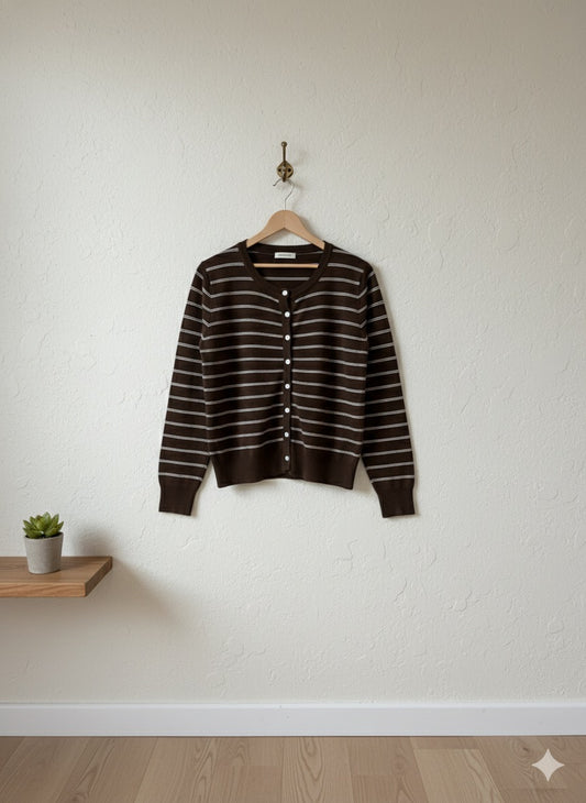 Preppy Cardigan - Brown
