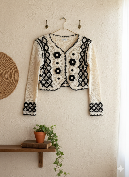 Crochet Cardigan - Black