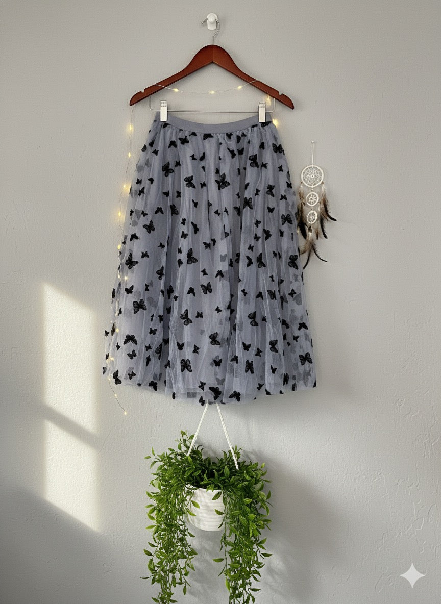 Butterfly Print Skirt - Blue
