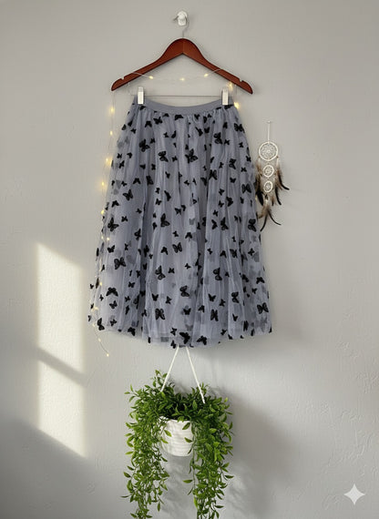 Butterfly Print Skirt - Blue