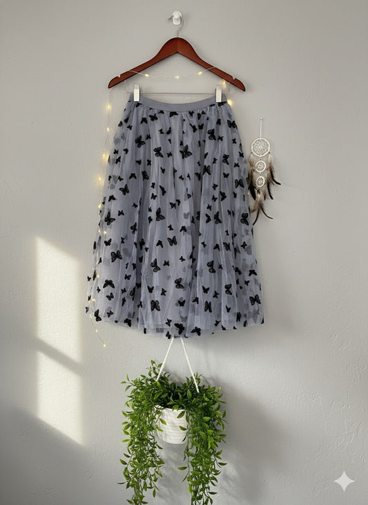 Butterfly Print Skirt - Blue