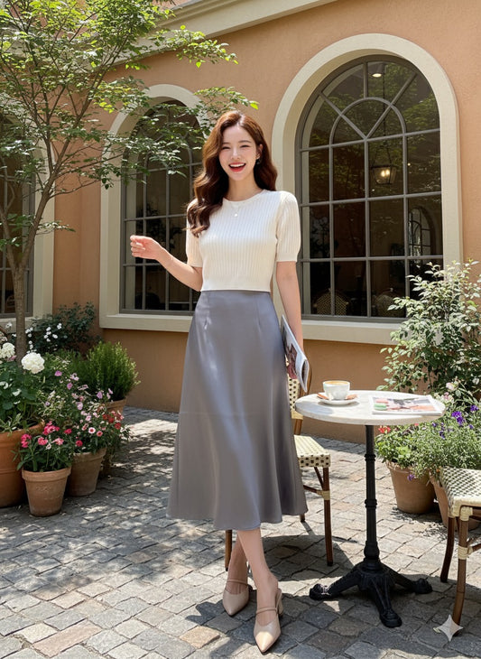 Glow Satin Skirt - Ash