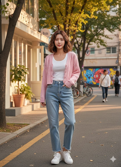 Distressed Cropped Top - Pink