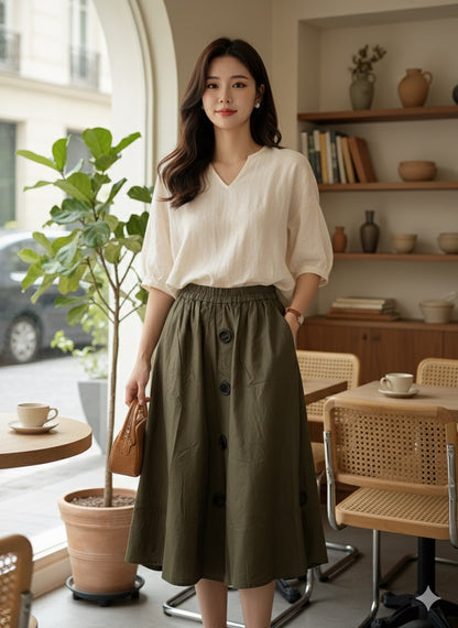 Button Bloom Pant - Green