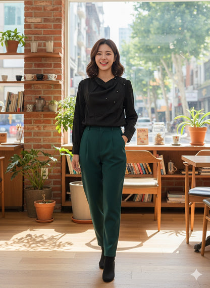 Draped Blouse - Black