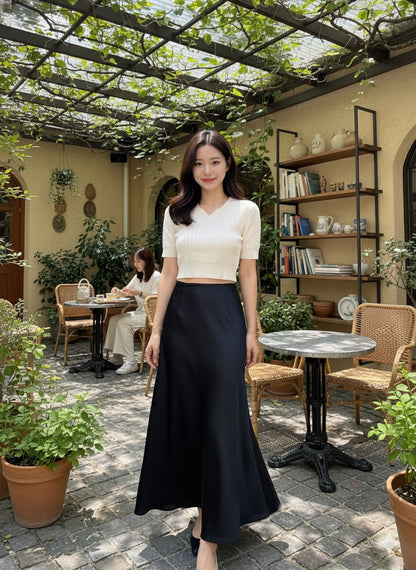 Glow Satin Skirt - Black