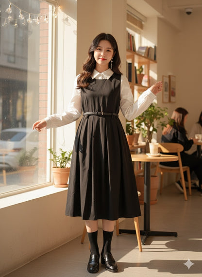 Preppy Pinafore - Black
