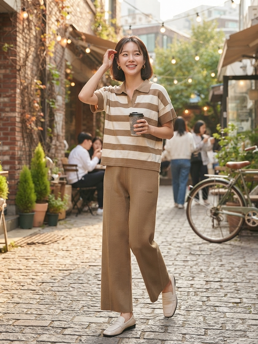 Latte Stripe Co-ord Set