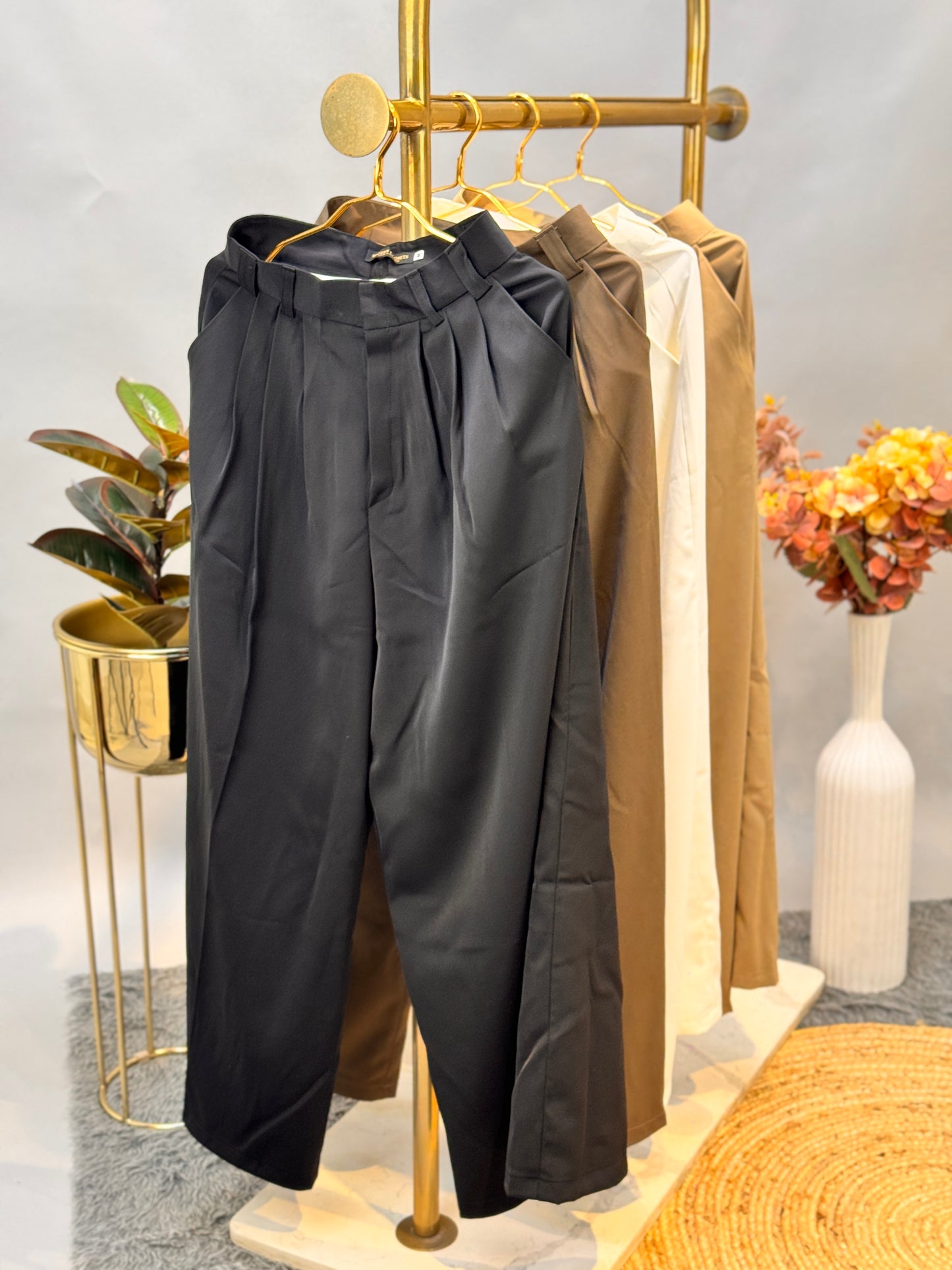High-Waisted Pleated Trousers