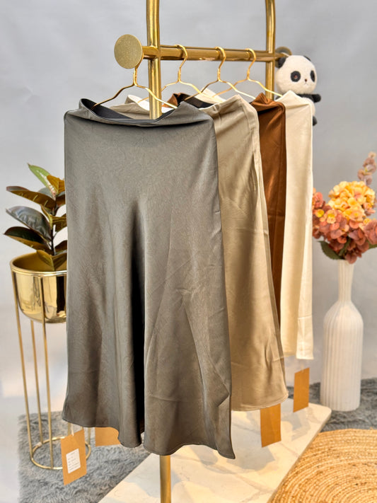 Bias Cut Satin Skirt