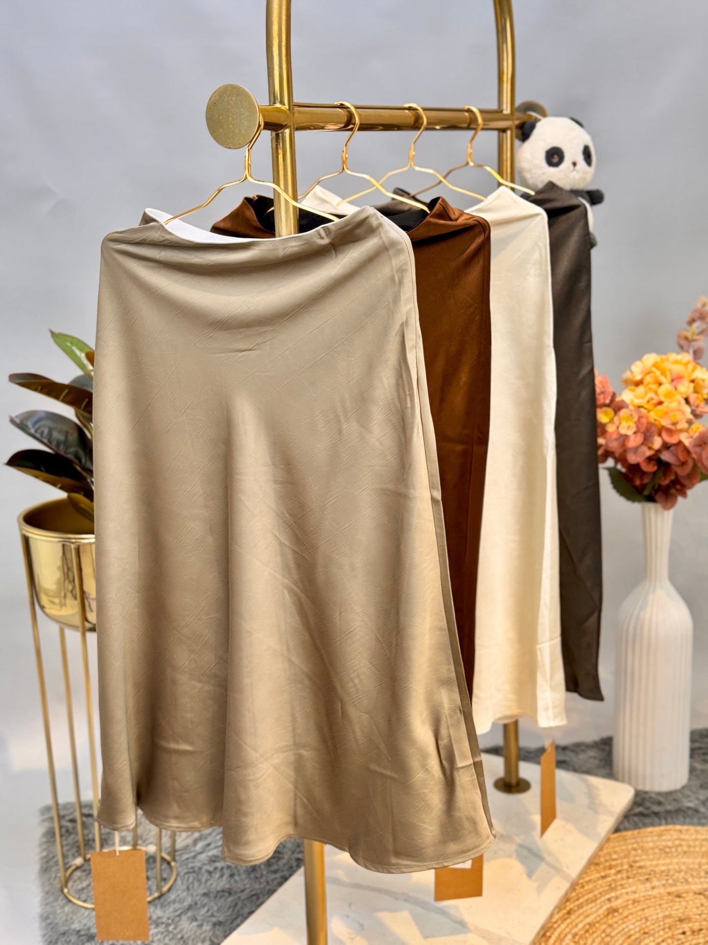 Bias Cut Satin Skirt