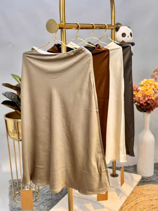 Bias Cut Satin Skirt