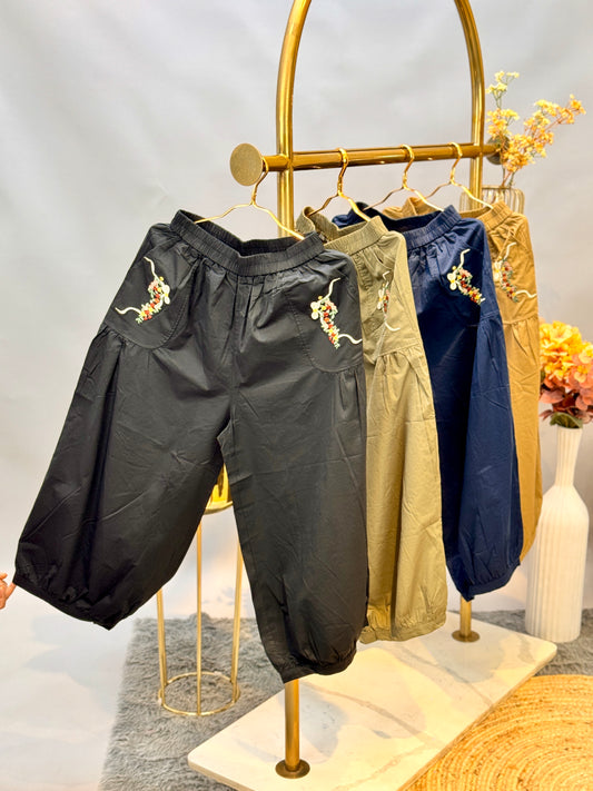 Embroidered Cropped Harem Pants