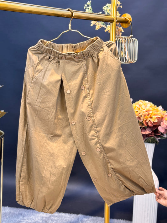 Boho Buttoned Drop-Crotch Pants